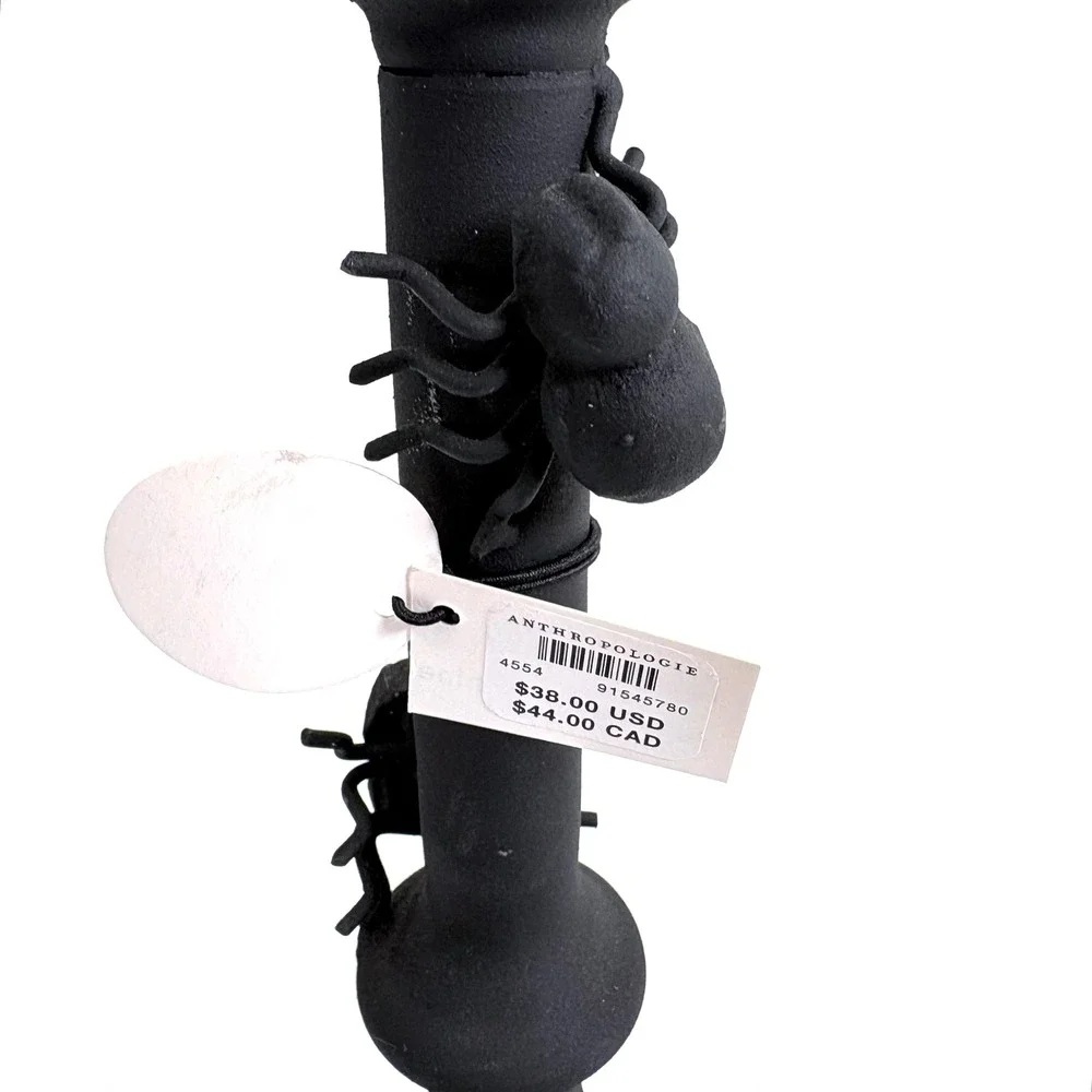 Anthropologie Candlestick Holder Black Spider Insect Halloween‎ Gothic Decor NEW